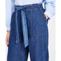 Women's Cotton Wide-Leg Belted-Waist Pants