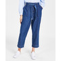 Women's Cotton Wide-Leg Belted-Waist Pants