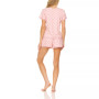 Women's Logo Print Jersey Short Sleeve V-Neck T-Shirt and Shorts, Pajama Lounge Comfy Sleepwear Set, 2 Piece