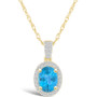 Topaz (1-3/5 ct. t.w.) and Created Sapphire (1/6 ct. t.w.) Halo Pendant Necklace in 10K Yellow Gold