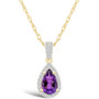 Amethyst (7/8 ct. t.w.) and Created Sapphire (1/6 ct. t.w.) Halo Pendant Necklace in 10K Yellow Gold