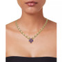 Amethyst Flower Cluster Stampato Link 18" Pendant Necklace (5-1/5 ct. t.w.) in 14k Gold-Plated Sterling Silver (Also in Citrine)