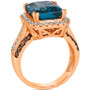 Deep Sea Blue Topaz (6 ct. t.w.) & Diamond (1 ct. t.w.) Statement Ring in 14k Rose Gold