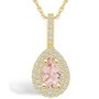 Morganite (3/4 Ct. T.W.) and Diamond (3/8 Ct. T.W.) Halo Pendant Necklace in 14K Yellow Gold