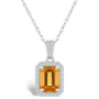 Citrine (1-3/5 ct. t.w.) and Created Sapphire (1/5 ct. t.w.) Halo Pendant Necklace in 10K White Gold