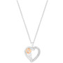 Diamond Belle Rose & Heart Pendant Necklace (1/10 ct. t.w.) in Sterling Silver & 14k Rose Gold-Plate