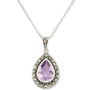 Amethyst (2 ct. t.w.) & Marcasite Teardrop 18" Pendant Necklace in Sterling Silver