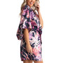 Women's Mina Tropical Printed Satin Wrap Robe