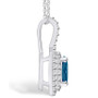 London Blue Topaz (1-5/8 Ct. T.W.) and Diamond (1/2 Ct. T.W.) Halo Pendant Necklace in 14K White Gold