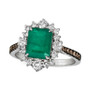Emerald (1-5/8 ct. t.w.) & Diamond (3/4 ct. t.w.) Halo Ring in 14k White Gold