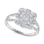 EFFY® Diamond Round & Baguette Halo Cluster Engagement Ring (1-1/20 ct. t.w.) in 14k White Gold