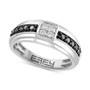 EFFY® Men's White Diamond (1/6 ct. t.w.) & Black Diamond (1/3 ct. t.w.) Ring in 14k White Gold