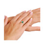 Sterling Silver 14k Yellow Gold Plated with Emerald & Cubic Zirconia 3-Stone Engagement Anniversary Ring