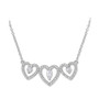 White Topaz (1/2 ct. t.w.) & Diamond (1/5 ct. t.w.) Triple Heart 18" Statement Necklace in Sterling Silver