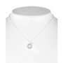 Cubic Zirconia Bezel & Logo Disc Pendant Necklace in Sterling Silver, 15" + 3" extender