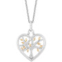 Heart Family Tree Strength pendant (1/10 ct. t.w.) in Sterling Silver & 14k Gold, 16" + 2" extender