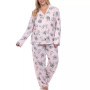 Plus Size Long Sleeve Floral Pajama Set, 2-Piece