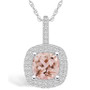 Morganite (2 Ct. T.W.) and Diamond (1/2 Ct. T.W.) Halo Pendant Necklace in 14K White Gold