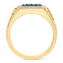 EFFY® Men's Blue Diamond (5/8 ct. t.w.) & White Diamond (1/3 ct. t.w.) Halo Cluster Ring in 10k Gold