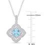 Blue Topaz (1-1/5 ct. t.w.), White Topaz (1/7 ct. t.w.), & Diamond (1/10 ct. t.w.) Quatrefoil 18" Pendant Necklace in Sterling Silver