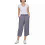 Petite Raw-Hem Smocked-Waist Cropped Pants