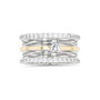 Cubic Zirconia Two Tone Polished Heart Paved Ring