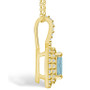 Aquamarine (1-1/7 Ct. T.W.) and Diamond (1/2 Ct. T.W.) Halo Pendant Necklace in 14K Yellow Gold