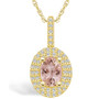 Morganite (1-1/7 Ct. T.W.) and Diamond (1/2 Ct. T.W.) Halo Pendant Necklace in 14K Yellow Gold