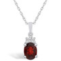 Garnet (1-1/2 Ct. T.W.) and Diamond (1/10 Ct. T.W.) Pendant Necklace in 14K White Gold