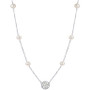 Cultured Freshwater Pearl (5 - 6-1/2mm) & Lab-Created White Sapphire (1/20 ct. t.w.) Flower 18" Pendant Necklace in Sterling Silver