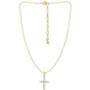 Cubic Zirconia Marquise Cross Pendant Necklace in 18k Gold-Plated Sterling Silver, 16" + 2" extender, Created for Macy's