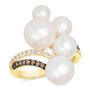 Vanilla Pearls (5-10mm) & Diamond (1/3 ct. t.w.) Cloud Cluster Ring in 14k Gold