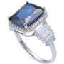 Cubic Zirconia Blue Statement Ring in Sterling Silver