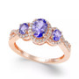 Tanzanite (1 ct. t.w.) & Diamond (1/4 ct. t.w.) 3-Stone Ring in 14k Gold (Also in Ruby, Emerald & Sapphire)
