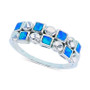 Lab-Created Blue Opal Inlay Ring in Sterling Silver