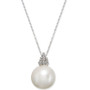 Cultured Freshwater Pearl (10mm) & Diamond Accent 18" Pendant Necklace in 14k White Gold