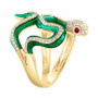 EFFY® Diamond (3/8 ct. t.w.) & Ruby Accent Enamel Snake Ring in 14k Gold
