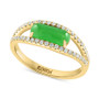 EFFY® Dyed Green Jade & Diamond (1/4 ct. t.w.) Openwork Ring in 14k Gold