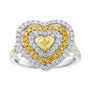 EFFY® White & Yellow Diamond Heart Ring (1-1/3 ct. t.w.) in 14k White & Yellow Gold