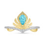 Swiss Blue Topaz (1/6 ct. t.w.) & Diamond (1/10 ct. t.w.) Aladdin Ring in Sterling Silver & 10k Gold