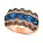 Blueberry Sapphire (2-1/3 ct. t.w.) & Diamond (5/8 ct. t.w.) Wavy Multirow Ring in 14k Rose Gold