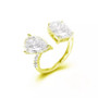 Cubic Zirconia Radiant and Pear in Sterling Silver and 14K Gold Over Sterling Silver Fashion Ring