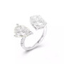 Cubic Zirconia Radiant and Pear in Sterling Silver and 14K Gold Over Sterling Silver Fashion Ring