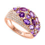 EFFY® Amethyst (2-1/3 ct. t.w.) & Diamond (1/3 ct. t.w.) Cluster Ring in 14k Rose Gold