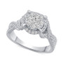 Diamond Halo Cluster Engagement Ring (3/4 ct. t.w.) in 14k White Gold