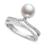 Cultured Freshwater Button Pearl (7mm) & Lab-Created White Sapphire (1/4 ct. t.w.) Multirow Statement Ring