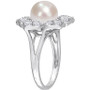 Cultured Freshwater Pearl (8-1/2mm) & Lab-Created White Sapphire (1-1/3 ct. t.w.) Flower Ring in Sterling Silver