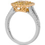 Sunny Yellow Diamond (1-1/6 ct. t.w.) & Vanilla Diamond (1/4 ct. t.w.) Quad Cluster Halo Ring in Platinum & 18k Gold