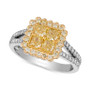 Sunny Yellow Diamond (1-1/6 ct. t.w.) & Vanilla Diamond (1/4 ct. t.w.) Quad Cluster Halo Ring in Platinum & 18k Gold