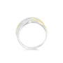 Cubic Zirconia Two Tone Hammered Criss Cross Ring